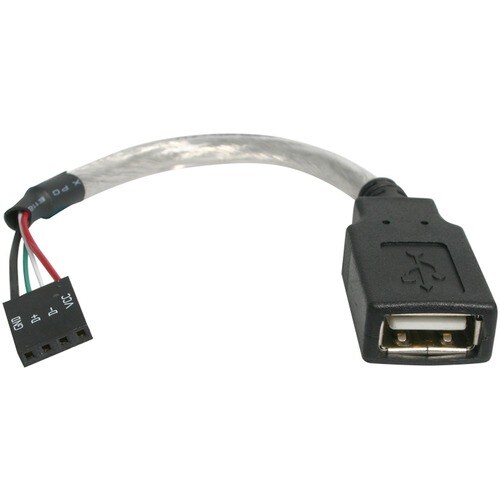 StarTech.com Cable de 15cm Adaptador Extensor USB 2.0 a IDC 4 pines - Conector a Placa Madre - Hembra a Hembra - Negro Gri