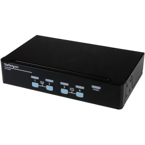 StarTech.com Switch Conmutador KVM de 4 Puertos VGA con Audio y Hub USB 2.0 - Montaje en Rack - 4 Computador(es) - 1 Usuar