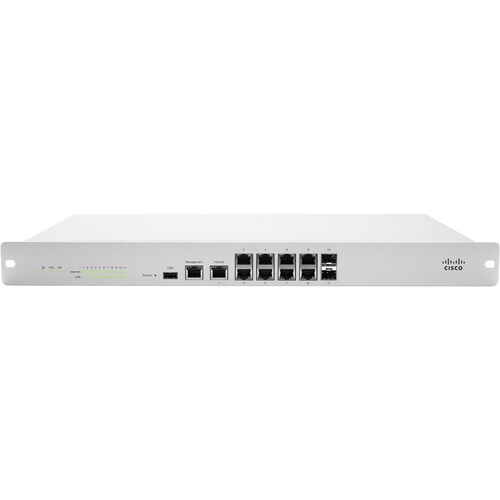 Meraki MX100 Network Security/Firewall Appliance - 9 Port - Gigabit Ethernet - 9 x RJ-45 - 2 Total Expansion Slots - Rack-