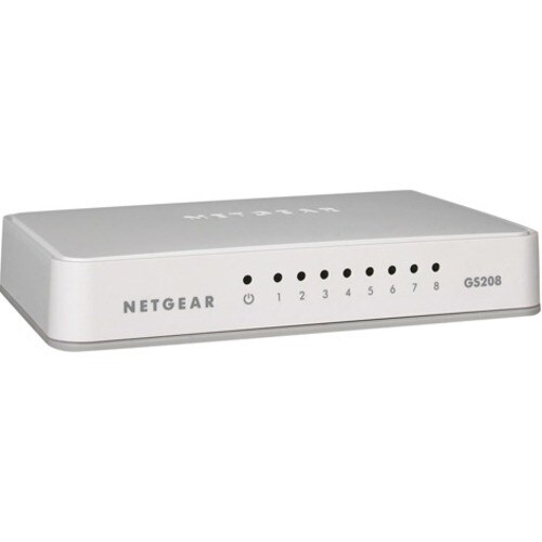 NETGEAR 8-Port Gigabit Unmanaged Switch, GS208 - 8 Ports - 10/100/1000Base-T - 2 Layer Supported - Desktop
