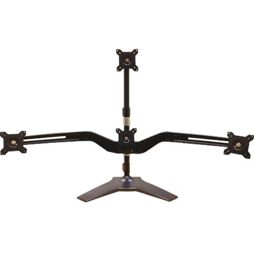Amer Mounts Stand Base Quad Monitor Mount. One Over Three. Up to 24" and 17.5 lbs Each - Up to 24" Screen Support - 70.40 