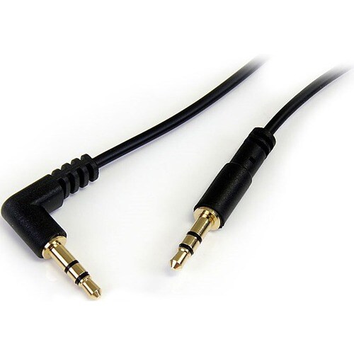 StarTech.com 1 ft Slim 3.5mm to Right Angle Stereo Audio Cable - M/M - Cable for Audio Device, iPhone - First End: 1 x Min