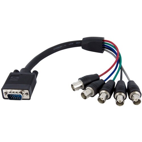 StarTech.com 1 ft Coax HD15 VGA to 5 BNC RGBHV Monitor Cable - Cable for PC, Distribution Amplifier, Monitor, Video Device