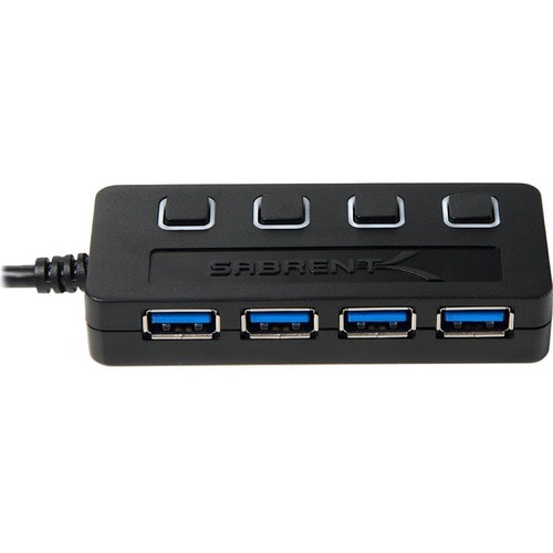 Sabrent 4-Port USB 3.0 Hub with Power Switches - USB - External - 4 USB Port(s) - 4 USB 3.0 Port(s)