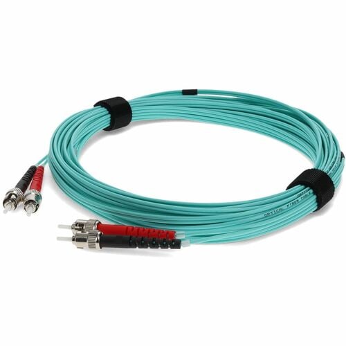 5M ST/ST MALE TO MALE DUPLEX LOMM OM4 AQUA PATCH CABLE
