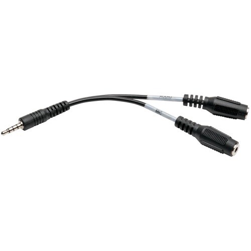 Eaton Tripp Lite Series 3.5 mm 3-Position to 3.5 mm 4-Position Audio Headset Splitter Adapter Cable (2xF/M), 6 in. (15.2 c