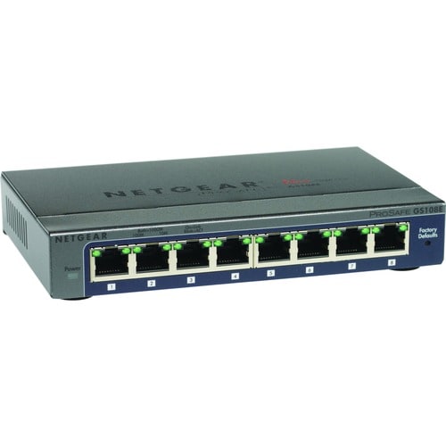 Netgear Prosafe Plus GS108E Ethernet Switch - 8 Ports - 10/100/1000Base-T - 2 Layer Supported - Desktop, Wall Mountable - 