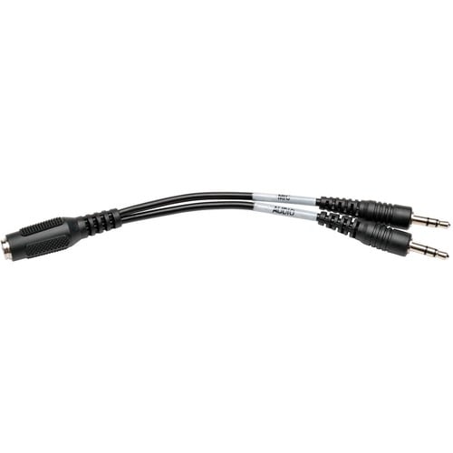 Eaton Tripp Lite Series 3.5 mm 4-Position to 3.5 mm 3-Position Audio Headset Splitter Adapter Cable (F/2xM), 6 in. (15.2 c