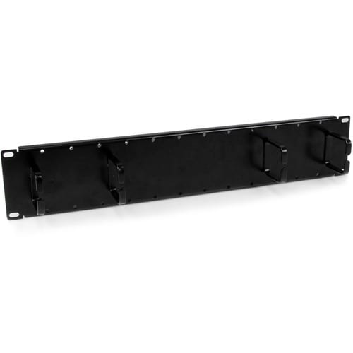 StarTech.com 2U Double-Sided Horizontal Cable Management Panel with Finger Duct & D-Ring Hooks - Rack Cable Organizer / Ma