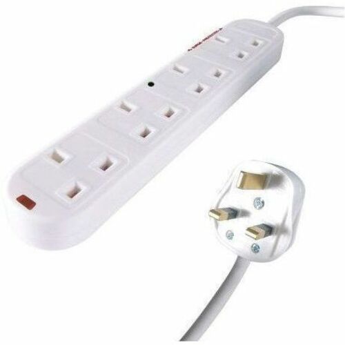 connektgear Surge Suppressor/Protector - White - UK BS1363 Plug - 4 x BS 1363/A - 375 J - 250 V AC - 5m - Keyhole/Undermou
