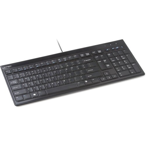 Kensington Slim Type Wired Keyboard - Cable Connectivity - USB Interface - Volume Up, Volume Down, Sleep, Mute Hot Key(s) 