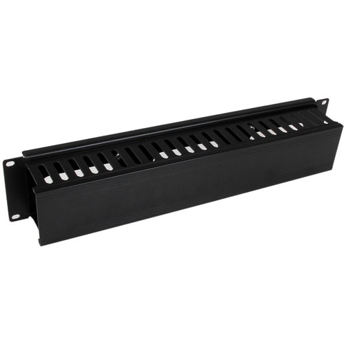 StarTech.com 2U Horizontal Finger Duct Rack Cable Management Panel with Cover - Organize cables in your server rack or cab