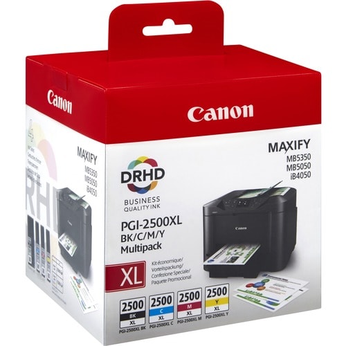 Canon PGI-2500XL C/M/Y/BK Original High Yield Inkjet Ink Cartridge - Multi-pack - Yellow, Cyan, Magenta, Black - 4 / Pack 