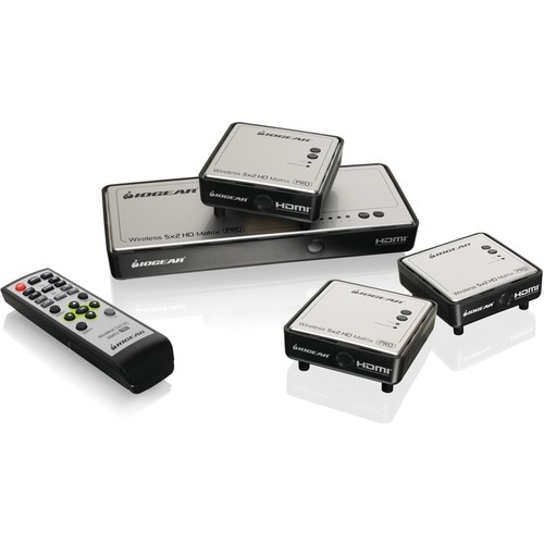 IOGEAR Long Range Wireless 5x2 HDMI Matrix PRO with 2 Additional Receivers - 1920 x 1080 - Full HD - 5 x 4 - TV - 4 x HDMI