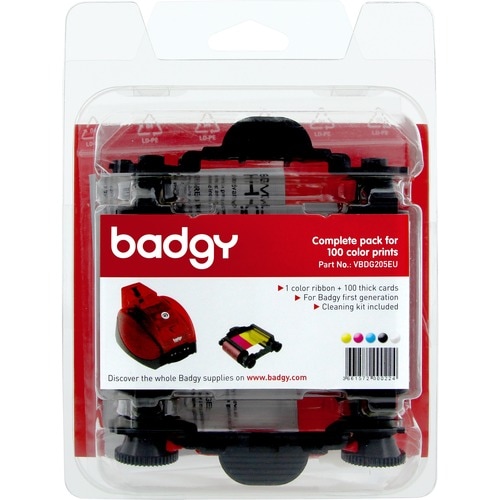 Badgy Dye Sublimation Ribbon/Card Kit - YMCKO Pack - 100 Cards