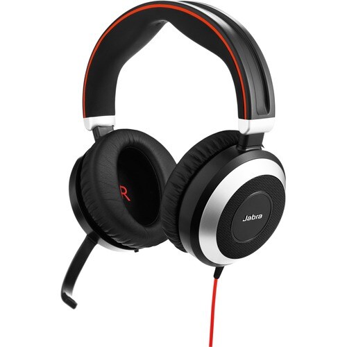 Jabra EVOLVE 80 Wired Over-the-head Stereo Headset - Binaural - Circumaural - Noise Cancelling Microphone - USB, Mini-phon