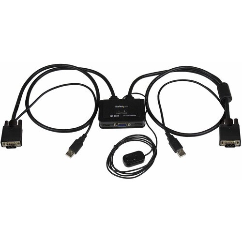 StarTech.com 2 Port USB VGA Cable KVM Switch - USB Powered with Remote Switch - Control two VGA, USB-equipped PCs with a s