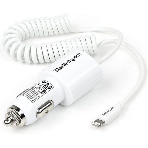 StarTech.com Dual Port Car Charger with Apple 8-pin Lightning Connector and USB 2.0 Port - High Power (21 Watt / 4.2 Amp) 