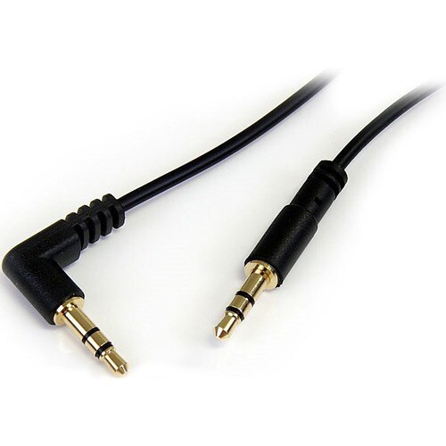 3 FT SLIM 3.5MM TO RIGHT ANGLE STEREO AUDIO CABLE - M/M