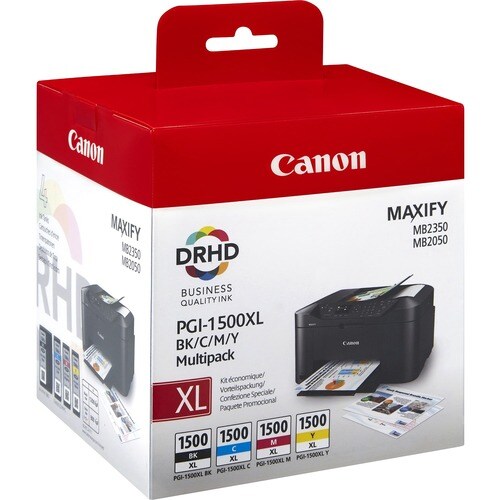 Cartucho de tinta Canon PGI-1500XL C/M/Y/BK Alto Rendimiento Tinta - Amarillo, Cián, Magenta, Negro - Original - Empaque M