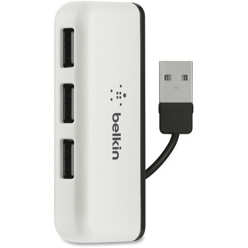 Belkin Travel Hub USB Hub - USB - Notebook, Keyboard, Mouse, Flash Drive - External - Black, White - 4 Total USB Port(s) -