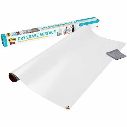 Post-it® Self-Stick Dry-Erase Film Surface - 48" (4 ft) Width x 72" (6 ft) Length - White - Rectangle - Flexible, Stain Re