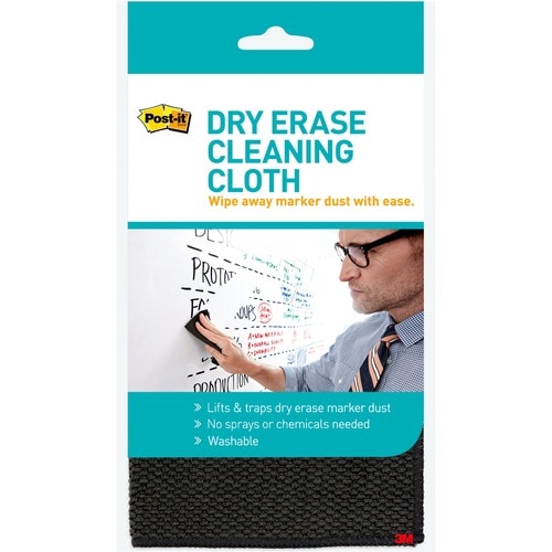Post-it® Dry-Erase Cleaning Cloth - 10.60" Width x 10.60" Length - Used as Dust Remover, Mark Remover - Washable - Black -
