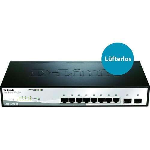 D-Link 10-Port Gigabit Smart Managed Switch with 2 SFP ports. Switch type: Managed, Switch layer: L2. Basic switching RJ-4