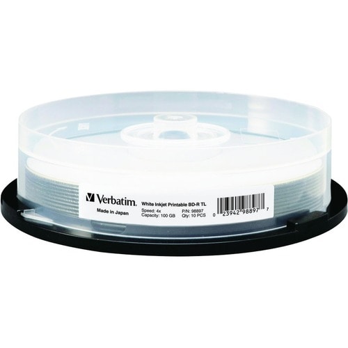 BDXL 100GB 4X White Inkjet Printable, Hub Printable - 10pk Spindle - White Inkjet, Hub - 10pk Spindle