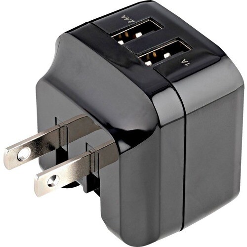 StarTech.com Travel USB Wall Charger - 2 Port - Black - Universal Travel Adapter - International Power Adapter - USB Charg