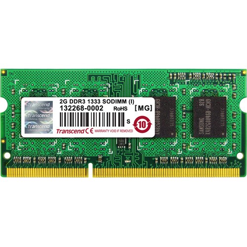 Modulo Memoria Transcend TS256MSK64V3N - 2 GB - DDR3-1333/PC3-10666 DDR3 SDRAM - 1333 MHz - 204-pin - SODIMM