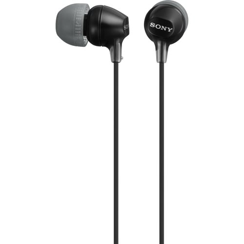 Sony Fashion MDR-EX15LP/B Wired Earbud Binaural Stereo Earphone - Black - 16 Ohm - 8 Hz to 22 kHz - 1.20 m Cable - Gold Pl