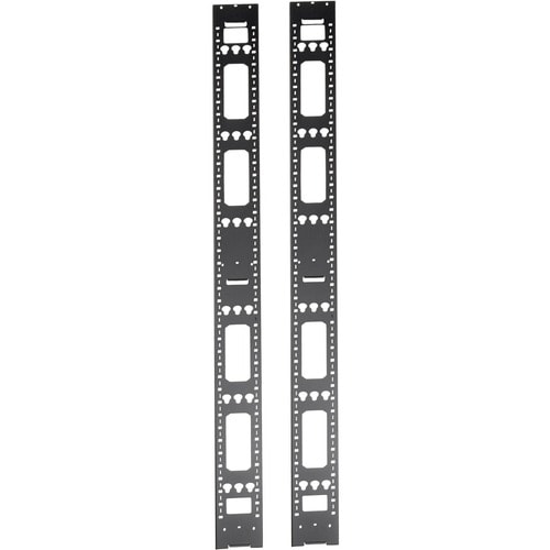 Tripp Lite by Eaton 45U Vertical Cable Management Bars - Cable Strain Relief Bar - Black - 2 Pack - 45U Rack Height