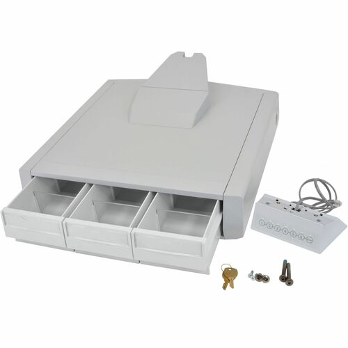 Ergotron Schublade - Klein - 340,2 g Belastbarkeit - Grau, Weiß - Verschließbar, Schubladentrennwand, Herausnehmbar