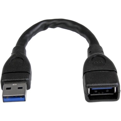 StarTech.com 6in Black USB 3.0 Extension Adapter Cable A to A - M/F - First End: 1 x Type A Male USB - Second End: 1 x Typ