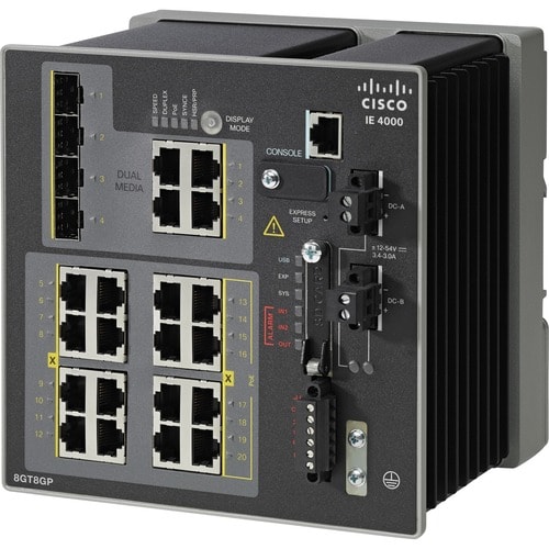 Cisco 4000 IE-4000-8GT8GP4G-E 20 Ports Manageable Ethernet Switch - 3 Layer Supported - Modular - 4 SFP Slots - Twisted Pa