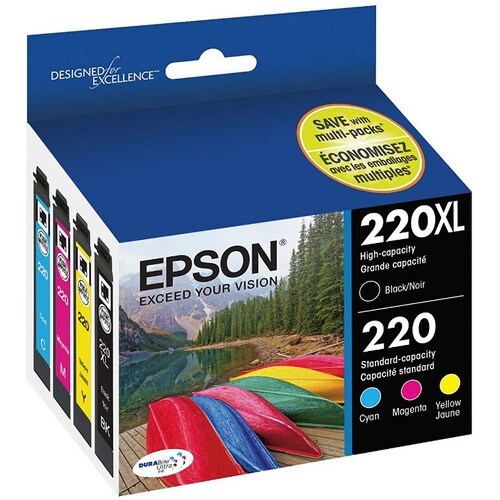 Epson DURABrite Ultra 220XL High/Standard Yield Inkjet Ink Cartridge - Combo Pack - Yellow, Cyan, Magenta, Black - 4 / Pac