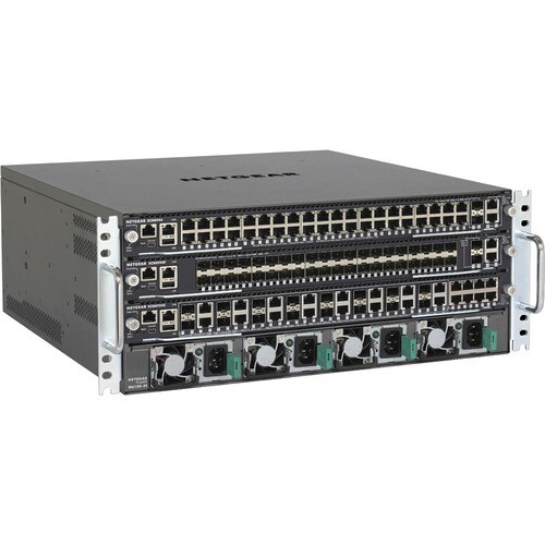 Netgear ProSafe M6100 M6100-44G3-POE+ Manageable Switch Chassis - 3 Layer Supported - 4U - Rack-mountable, Rail-mountable