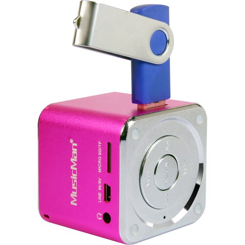 Système de Haut-Parleurs MusicMan Portable - Rose - Batterie rechargeable - USB