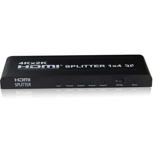4XEM 4 Port HDMI 4K Splitter - 340 MHz to 340 MHz - 1 x HDMI In - 4 x HDMI Out