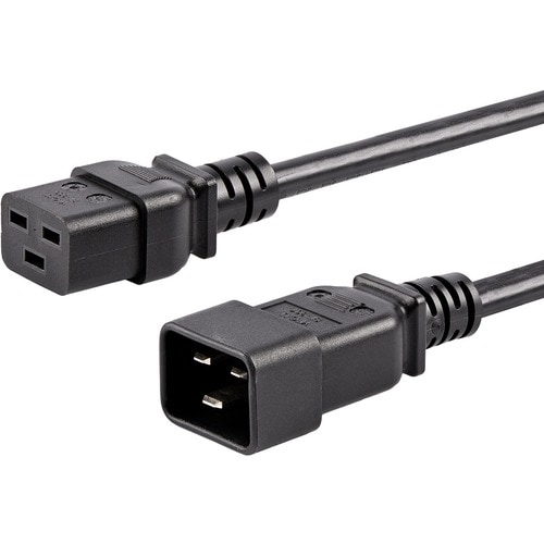 StarTech.com Cable de 3m de Extensión de Alimentación, Cable de Extensión IEC 320 C19 a IEC 320 C20 Negro, 15A 250V, 14AWG