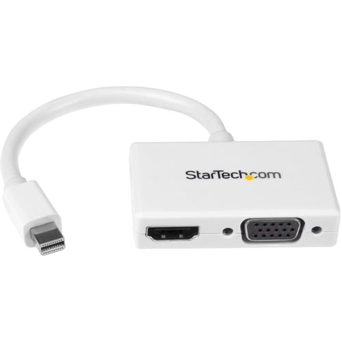 StarTech.com Travel A/V Adapter - 2-in-1 Mini DisplayPort to HDMI or VGA Converter - White - 1 x 20-pin Mini DisplayPort D