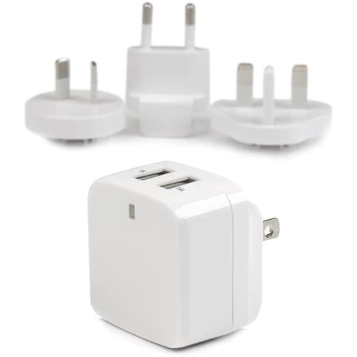StarTech.com Travel USB Wall Charger 2 Port White Universal Travel Adapter International Power Adapter USB Charger - 1 Eac