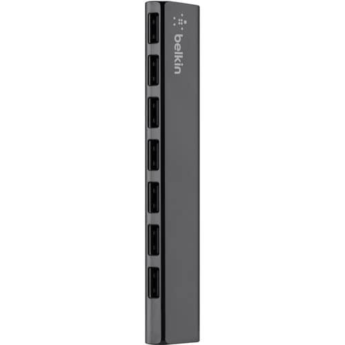Belkin 7-Port Ultra-Slim Desktop Hub - USB - Notebook, Keyboard, Mouse, Flash Drive - External - 7 USB Port(s) - 7 USB 2.0