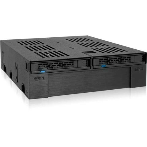 Icy Dock ExpressCage MB322SP-B Drive Enclosure for 5.25" - Serial ATA Host Interface Internal - Black - 3 x Total Bay - 1 