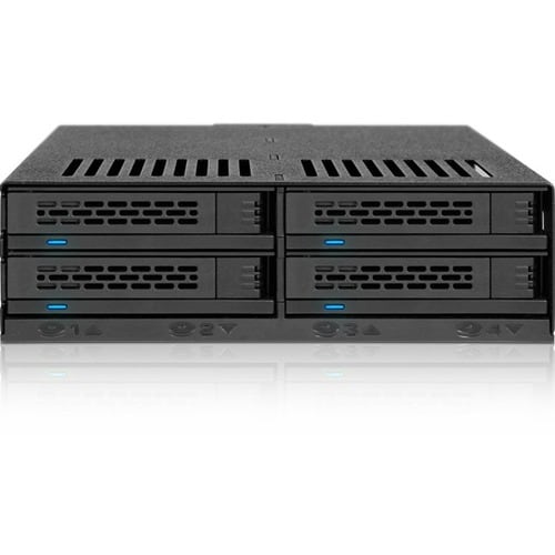 Icy Dock ExpressCage MB324SP-B Drive Enclosure for 5.25" - Serial ATA/600 Host Interface Internal - Black - 4 x Total Bay 