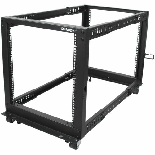 StarTech.com 4-Post 12U Mobile Open Frame Server Rack, 19" Network Rack with Casters, Rolling Rack for Computer/AV/Data/IT