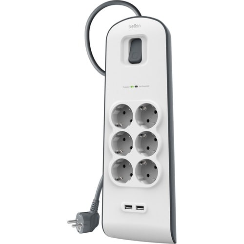 Belkin Überspannungsschutz - 6 x Wechselstrom, 2 x USB - 650 J - Eingang5 V Gleichstrom Ausgang - 2 m - Extern