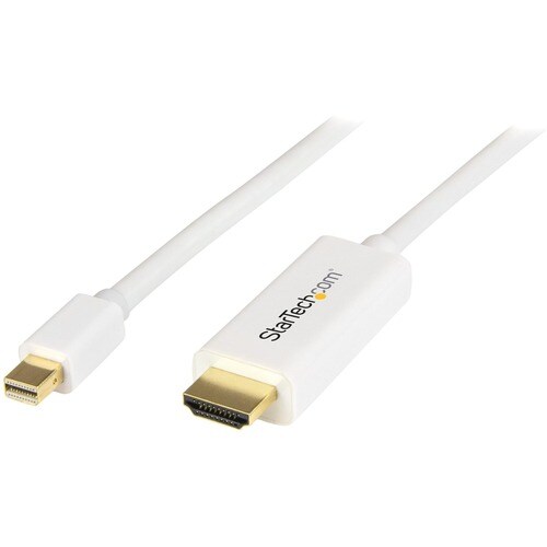 StarTech.com Mini DisplayPort to HDMI Converter Cable - 3 ft (1m) - 4K - White - First End: 1 x Mini DisplayPort Male Digi