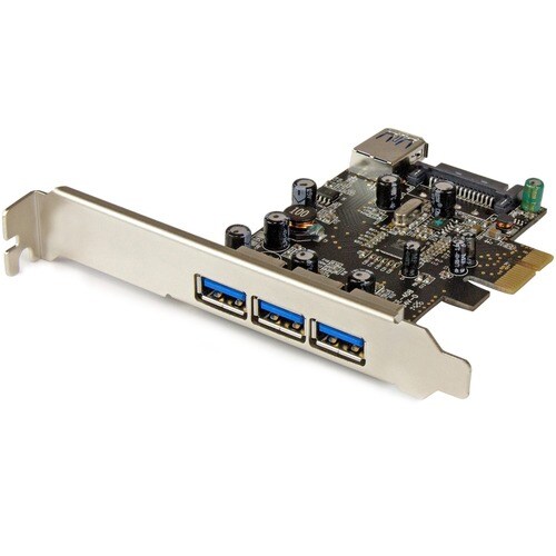 StarTech.com 4 Port PCI Express USB 3.0 Card - 3 External and 1 Internal - 5Gbps - Add four USB 3.0 ports - three external